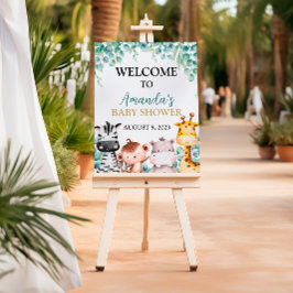 Välkomsttecken för Safari Animals Baby Shower Poster