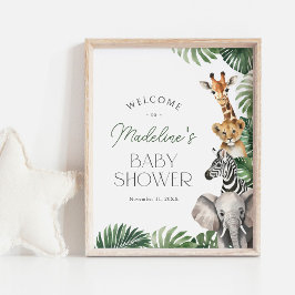 Välkomsttecken för Safari Animals Baby Shower Poster