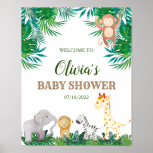 Välkomsttecken för Safari Animals Baby Shower Poster