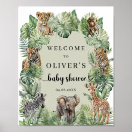Välkomsttecken för Safari Animals Boy Shower Poster