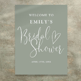 Välkomsttecken för Sage Grönt Script Möhippa Poster