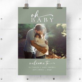 Välkomsttecken för Sage Oh Baby Photo Baby Shower Poster