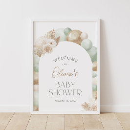 Välkomsttecken för Sage Pampas Grass Arch Baby Sho Poster