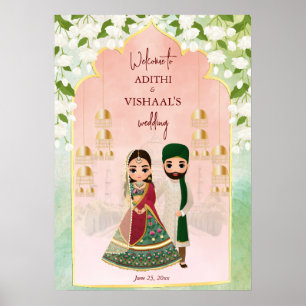 Välkomsttecken för Sangeet mehndi Indiska bröllop Poster