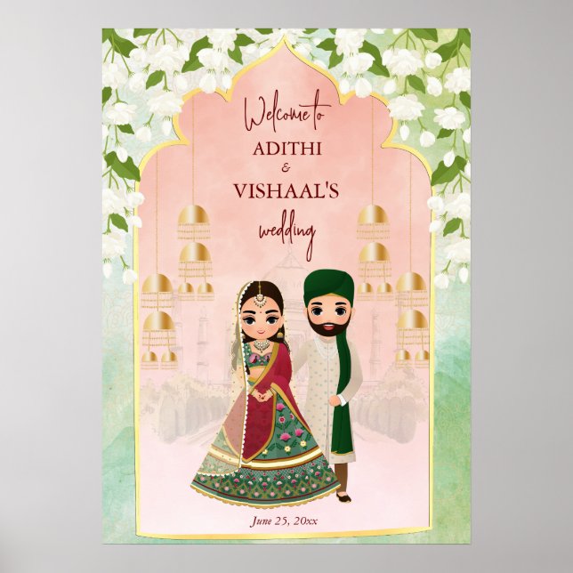 Välkomsttecken för Sangeet mehndi Indiska bröllop Poster (Framsidan)