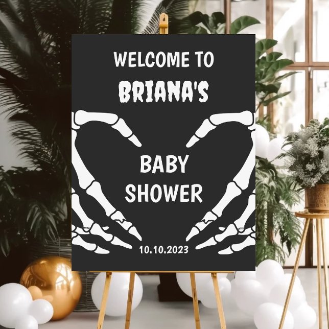 Välkomsttecken för Skull Halloween Baby Shower Poster (Skapare uppladdad)