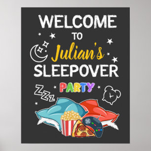 Välkomsttecken för Sleepover - BOY BIRTHDAY POSTER