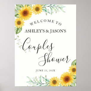 Välkomsttecken för solblommor Par Shower Poster