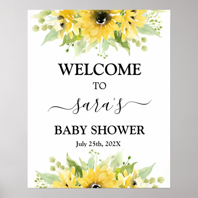 Välkomsttecken för Solros Baby Shower Girl Poster (Framsidan)