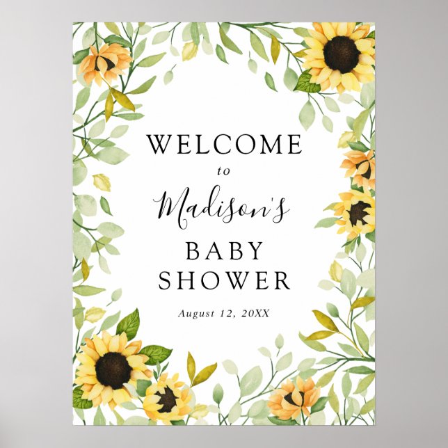 Välkomsttecken för Solros Baby Shower Poster (Framsidan)
