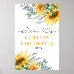 Välkomsttecken för Solros Baby Shower Poster