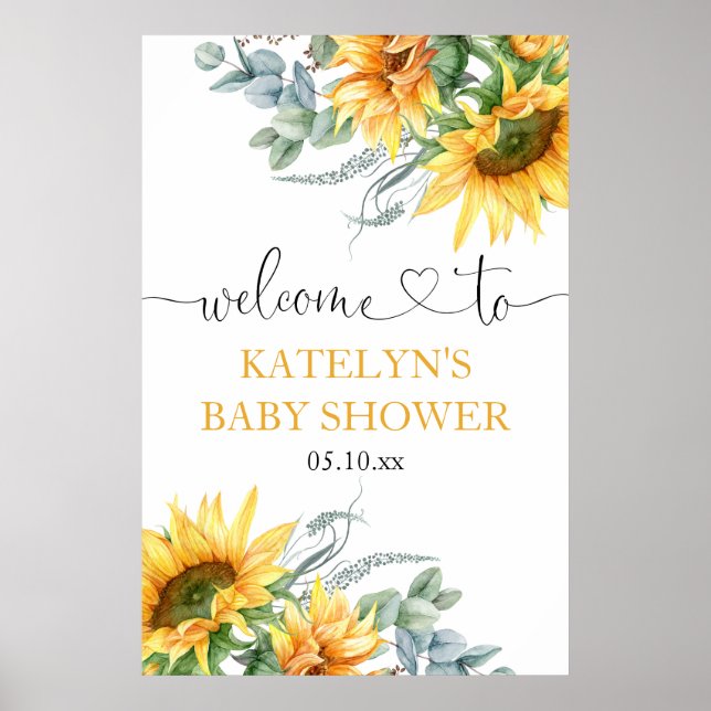 Välkomsttecken för Solros Baby Shower Poster (Framsidan)