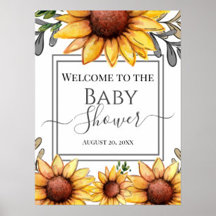 Välkomsttecken för Solros Baby Shower Poster