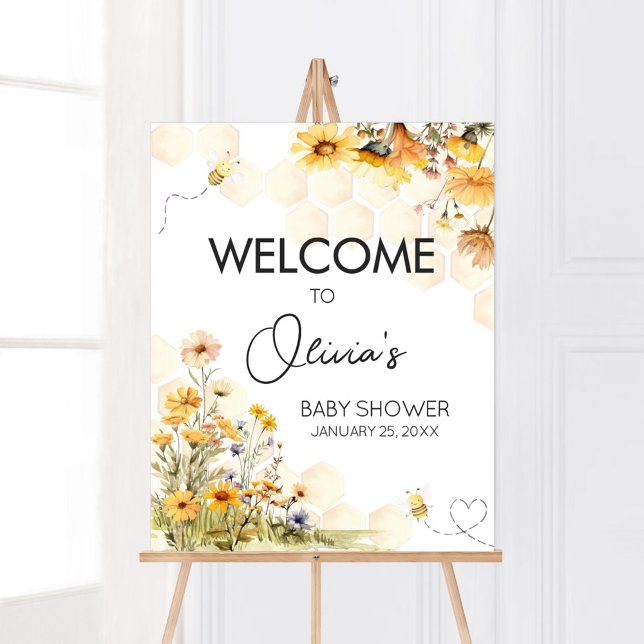 Välkomsttecken för Solros Little Baby Shower Välko Poster (Sunflower Little Honey Baby Shower Welcome Sign)