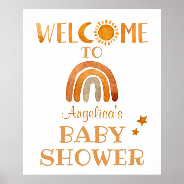 Välkomsttecken för solsken, Måne, regnbåge och stj Poster (Framsidan)
