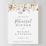 Välkomsttecken för sommartid för hösten Wildblomma Poster<br><div class="desc">Välkomstskylten från vildblomsterförnyelsen under hösten är perfekt för en modern bröllop-repetition. Konstruktionen har många vattenfärgsfärg,  lila,  violett,  gula blommor,  burgundjus och oliv grönt lövbeläggning som är vackert grupperad i buketter.</div>
