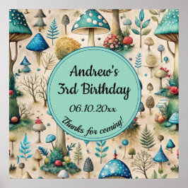 Välkomsttecken för svampar Fairyland Födelsedagsfe Poster