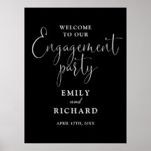 Välkomsttecken för svart och vit Förlovningsfest