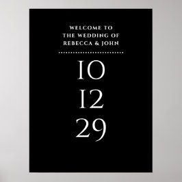 Välkomsttecken för svartvitt Speciellt datum Bröll Poster