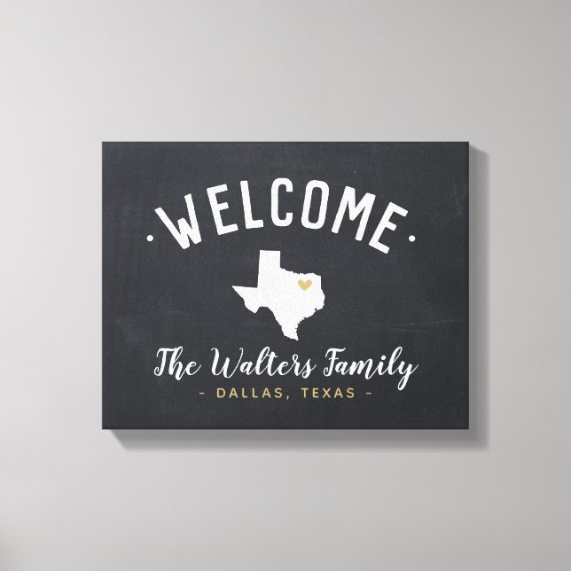 Välkomsttecken för Texas Family Monogram Canvastryck (Framsida)