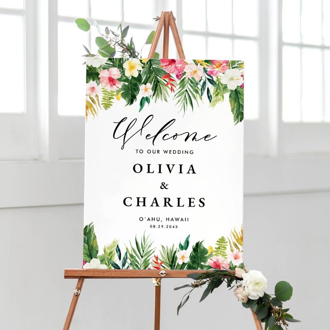 Välkomsttecken för Tropiska blommor Bröllop Poster (Skapare uppladdad)