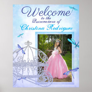 Välkomsttecken för turkos och blå Quinceañera Poster