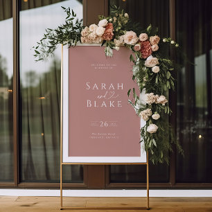 Välkomsttecken för Typografi Heart Dusty Ro Bröllo Poster