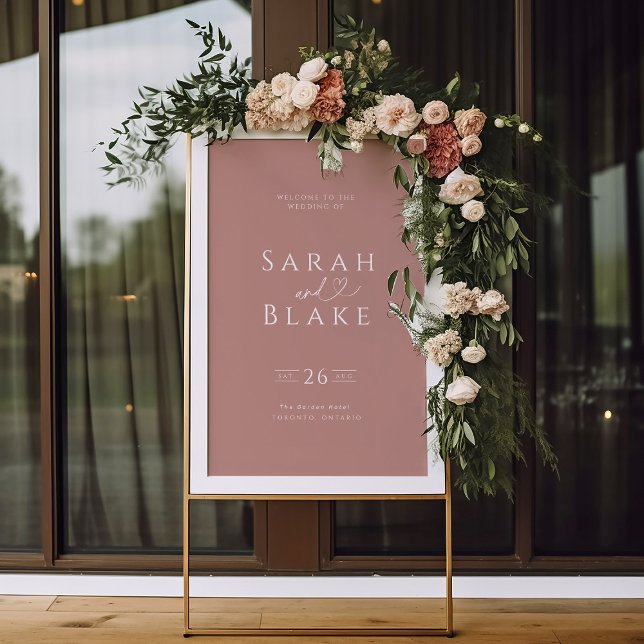 Välkomsttecken för Typografi Heart Dusty Ro Bröllo Poster (Skapare uppladdad)