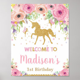 Välkomsttecken för Unicorn and Fairy Födelsedagsfe Poster