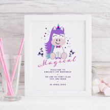 Välkomsttecken för Unicorn Födelsedagsfest