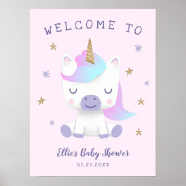 Välkomsttecken för Unicorn Theme Baby Shower Poster