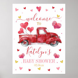 Välkomsttecken för Valentine Heart Birthday Baby S Poster