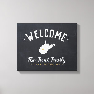 Välkomsttecken för Väster Virginia Family Monogram Canvastryck