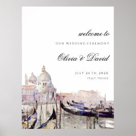 Välkomsttecken för venetiansk Bröllop-skript Poster