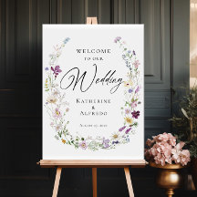 Välkomsttecken för vilda blommor bröllop