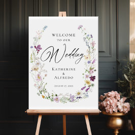Välkomsttecken för vilda blommor bröllop poster