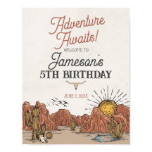 Välkomsttecken för vilda western Rodeo födelsedags