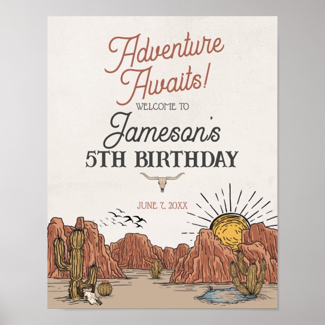 Välkomsttecken för vilda western Rodeo födelsedags Poster (Framsidan)