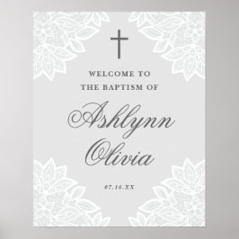 Välkomsttecken för vintage grått-baptism poster