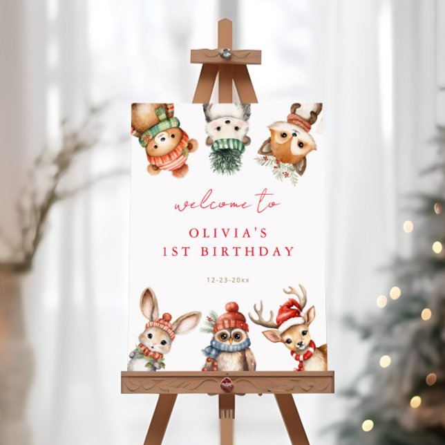 Välkomsttecken för vinterträdsdjur poster (Skapare uppladdad)