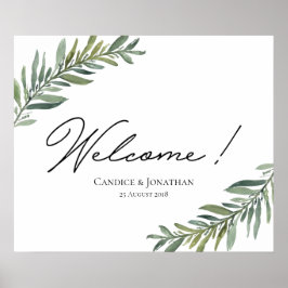 Välkomsttecken för Watercolor Löv Poster