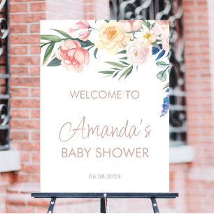 Välkomsttecken för Watercolor WildblommBaby Shower Poster