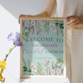 Välkomsttecken för Watercolor Wildblommes Möhippa Poster