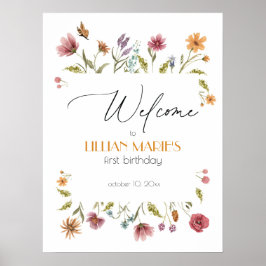 Välkomsttecken för Wildblomma Birthday eller Baby  Poster