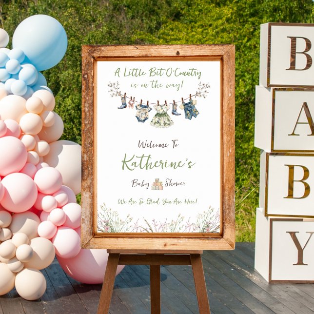 Välkomsttecken för Wildblomma Clothesline Baby Sho Poster (Skapare uppladdad)