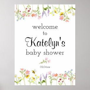 Välkomsttecken för Wildblomma Garden Party Baby Sh Poster