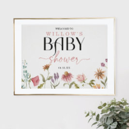 Välkomsttecken för WildblommBoho Baby Shower Poster