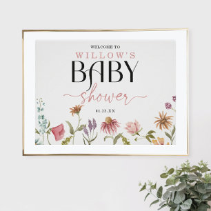 Välkomsttecken för WildblommBoho Baby Shower Poster