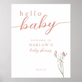 Välkomsttecken för Wildblomme Hej Baby Baby Shower Poster