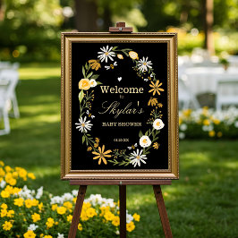 Välkomsttecken för Wildblommor & Bee Baby Shower Poster
